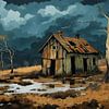 verlassene Hütte im Gebirge, Gewitterstimmung von Nick Wendt