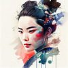 Watercolor Modern Geisha #4 by Chromatic Fusion Studio