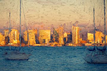 San Diego skyline spectaculaire zonsondergang - Impressionist van Joseph S Giacalone Photography