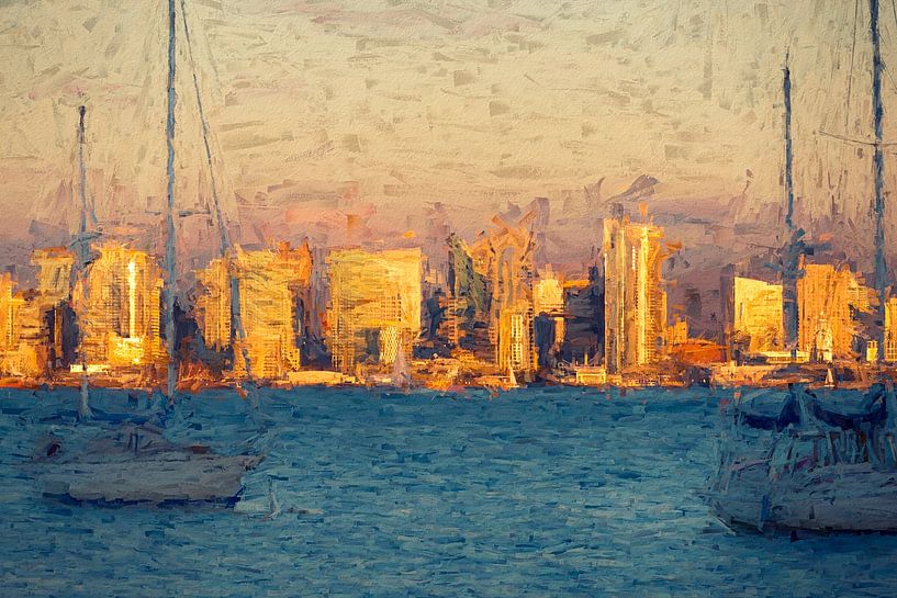 Coucher de soleil spectaculaire sur l'horizon de San Diego - Impressionniste par Joseph S Giacalone Photography
