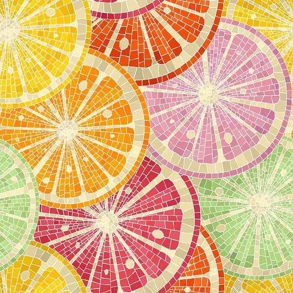 Mosaic art citrus pattern by Richard Laschon