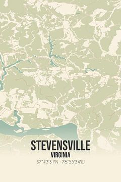 Vintage map of Stevensville (Virginia), USA. by Rezona