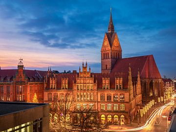 Vieille ville de Hanovre, Allemagne, la nuit sur Michael Abid