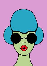 Portrait rétro d'une femme avec des lunettes de soleil sur Hilde Remerie Photographie et art numérique