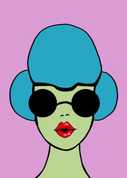 Retro portret van vrouw met zonnebril van Hilde Remerie Photography and digital art