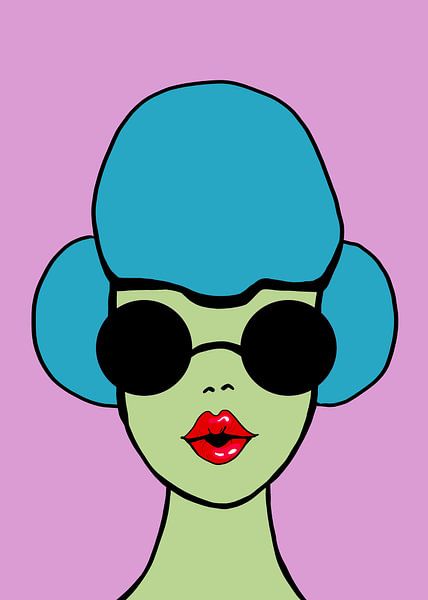 Retro portrait of woman with sunglasses by Hilde Remerie Photography and digital art
