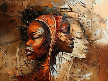 Goud Afrikaanse abstractie van Lisanne Elzinga