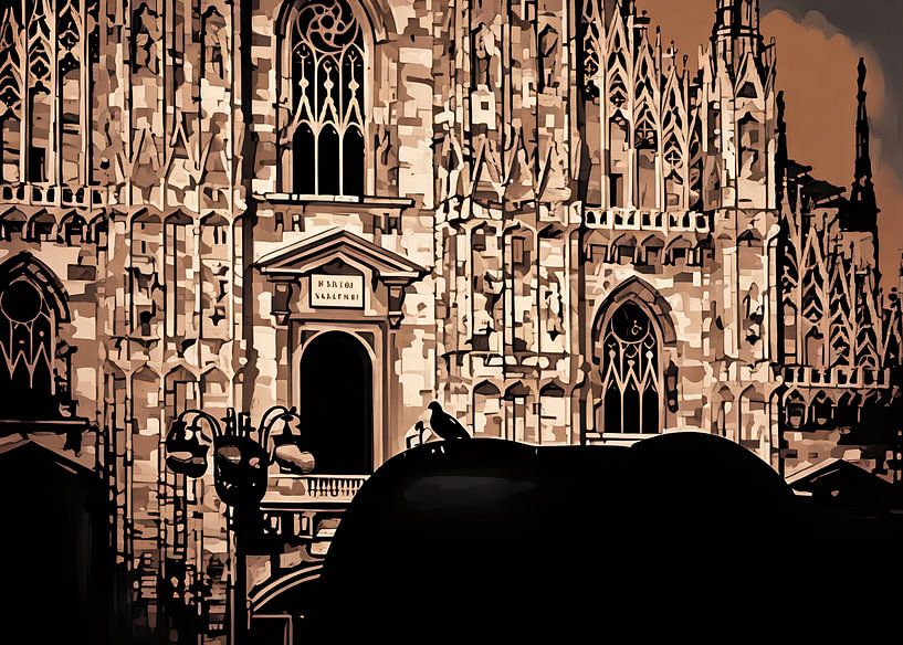 Gotische kathedraalgevel van de Duomo van Milaan van Sergio Pazzano