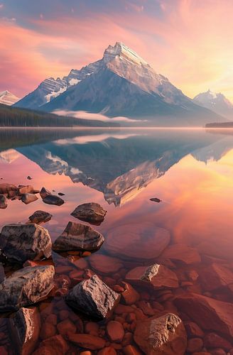 Play of colours at the mountain lake