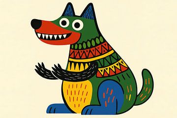 Patterned geometric wolf by Imperial Art House