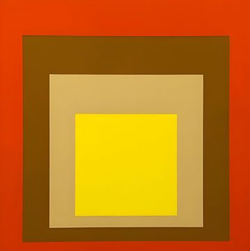 Josef Albers - Hommage aan het plein, rood, bruin, beige, geel, 2. Hoge resolutie van Vivanne