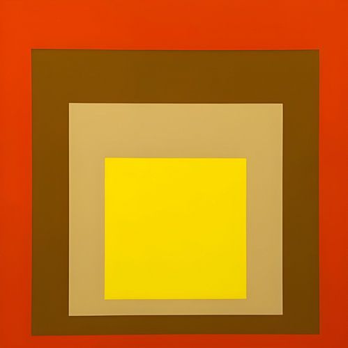 Josef Albers - Hommage aan het plein, rood, bruin, beige, geel, 2. Hoge resolutie