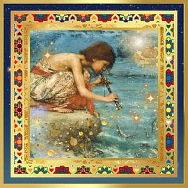 S.F. Multicolor Border Remastered Version of The Piper by John Macallen Swan by Silver Fox Art Decor