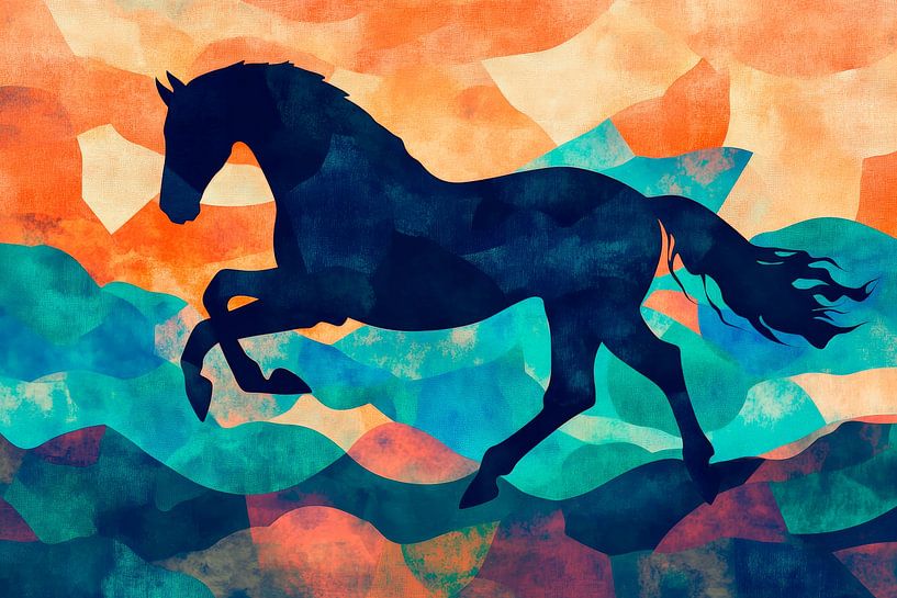 Horse in the dance of colours - Abstract by Poster Art Shop