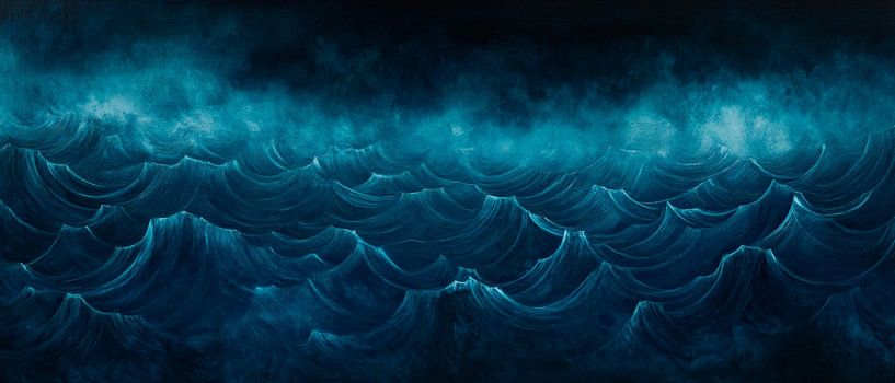 Roaring waves in dark blue by Poster Art Shop