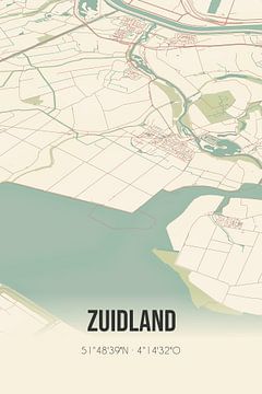 Vintage landkaart van Zuidland (Zuid-Holland) van Rezona