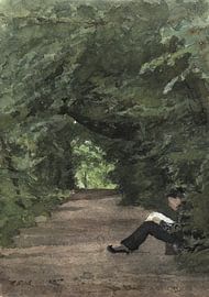 Lezende man in de Boslaan - Jan Veth