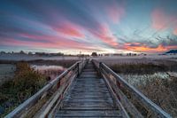 Zonsopgang bij de Bahlsenbrug bij Uffing.