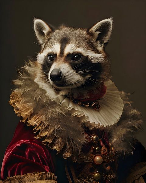 Raccoon portrait by But First Framing