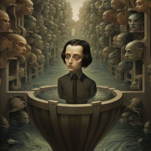 Monsters hoofden in een bijzonder vreemd sprookjes landschap