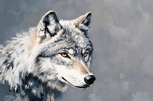Minimalistisch wolf portret kunst