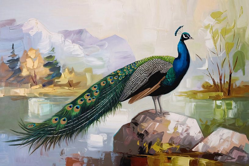 Peacock in serene nature by Art & Soul Creations