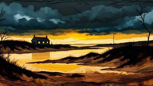 Brits duinlandschap met huis