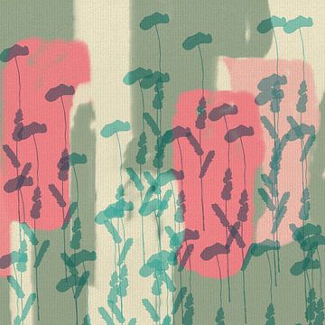 Moderne botanische kunst. Klaprozen in pastelkleuren van Dina Dankers