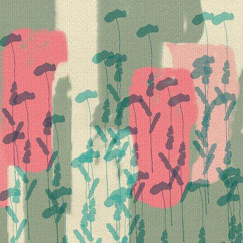 Moderne botanische kunst. Klaprozen in pastelkleuren
