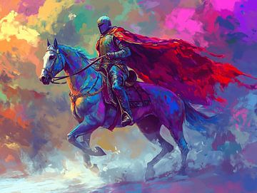 Ridder te paard - kleurrijk fantasiemotief van Pixelbull Design