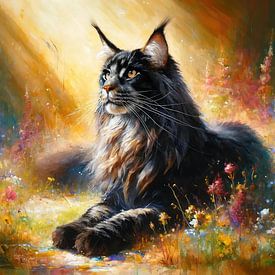 Majestic Lynx in Blooming Meadow by Chromatic Fusion Studio