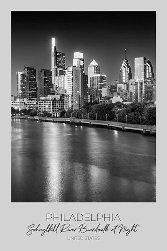 À l'affiche : PHILADELPHIA – La promenade au bord de la Schuylkill River la nuit sur Melanie Viola