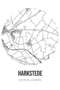 Harkstede (Groningen) | Karte | Schwarz und Weiß von Rezona