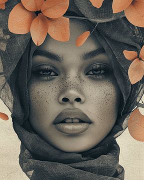 Modern portrait in sepia and orange by Carla Van Iersel