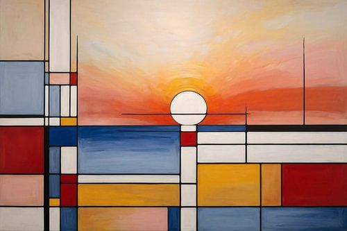 Zonsondergang Piet Mondriaan stijl