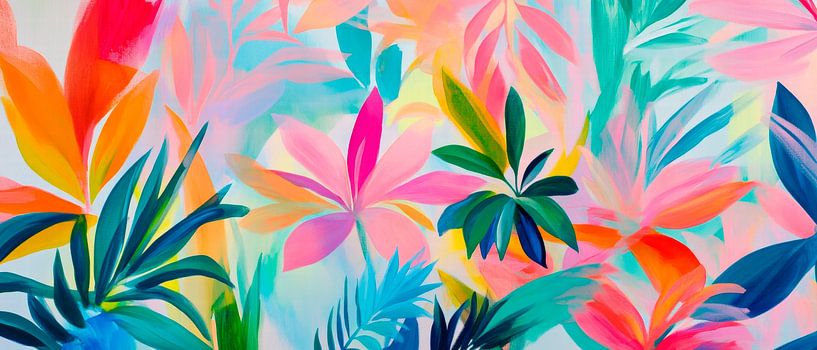 Colourful leaf composition - lively and fresh by Poster Art Shop