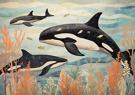 Orca Aquatic Art | Swimming Orca's by Wonderful Art