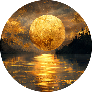 Schilderij Zwart Goud | Groot Schilderij Woonkamer | Maan Schilderij