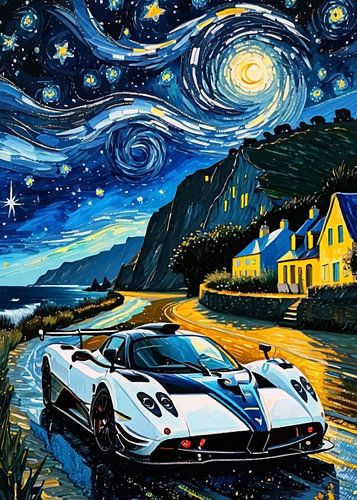 De witte Pagani Zonda R Sterrennacht
