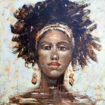 Une peinture abstraite d'une femme africaine sur Mieke Daenen