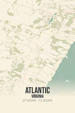 Vintage landkaart van Atlantic (Virginia), USA. van MijnStadsPoster