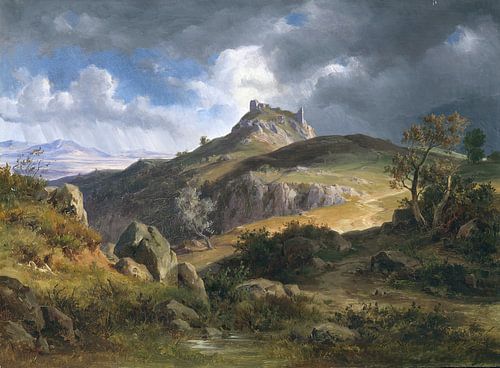 Uitzicht op de kasteelruïnes van Canossa, Friedrich Preller, 1872