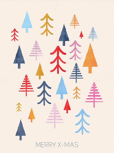 Colorful Christmas Trees - Christmas Print