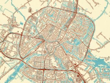 Kaart van Sneek in de stijl Blauw & Crème van Map Art Studio