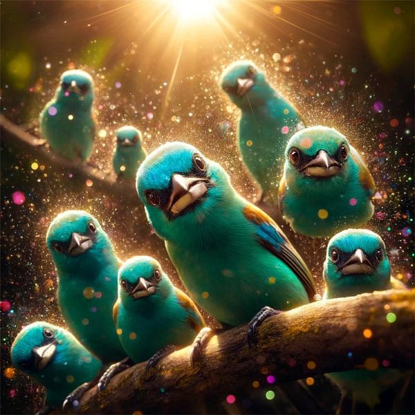 Turquoise gekleurde tanagers van Eric Nagel
