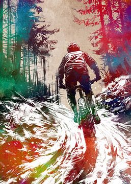 Mountainbike sport kunst #sport #bike van JBJart Justyna Jaszke