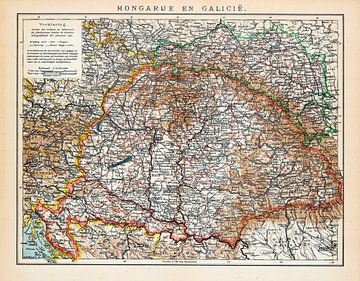 Vintage kaart Hongarije en Galicië van Studio Wunderkammer