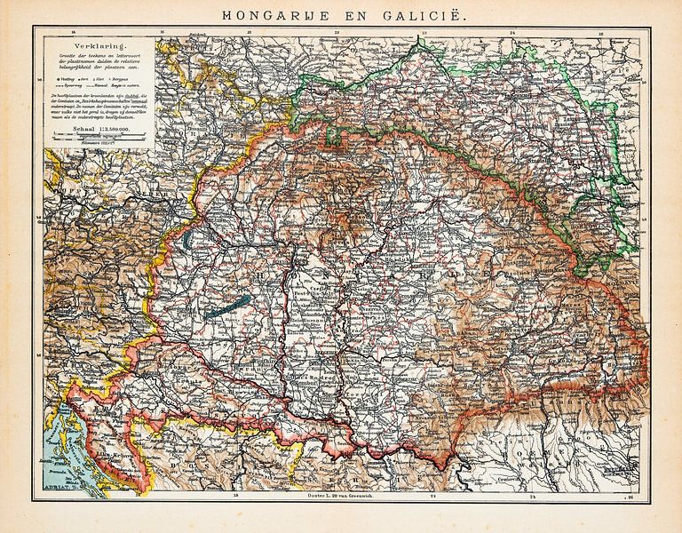 Vintage map Hungary and Galicia by Studio Wunderkammer