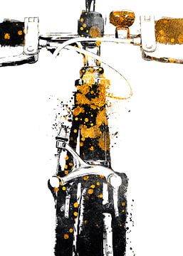 Radfahren Fahrrad Sport Kunst Gold und schwarz #cycling #bike von JBJart Justyna Jaszke