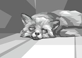 Sommeil du renard gris Popart